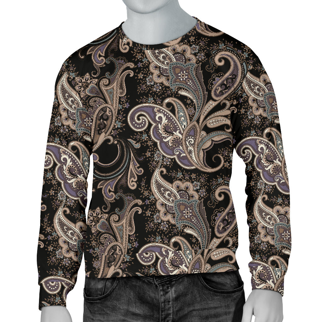 Paisley Mandala Design Print Men Long Sleeve Sweatshirt
