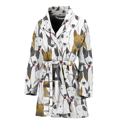 Bull Terriers Pattern Print Design 03 Women Bathrobe