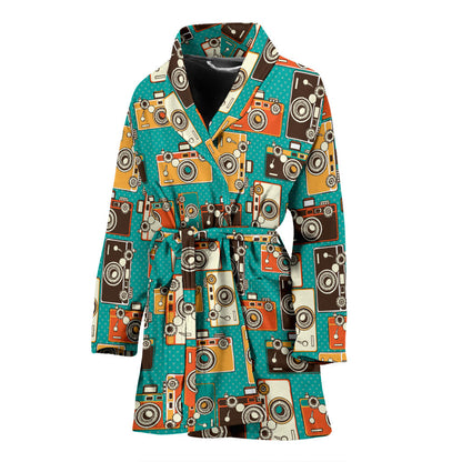 Camera Pattern Print Design 02 Women Bathrobe