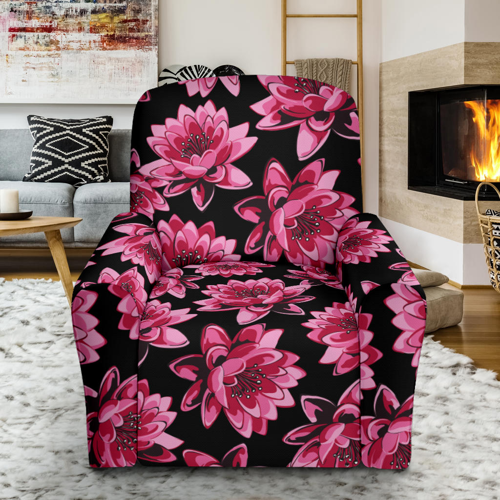 Lotus Pattern Print Design 03 Recliner Slipcover with Pocket