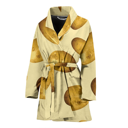 Potato Pattern Print Design A01 Women Bathrobe