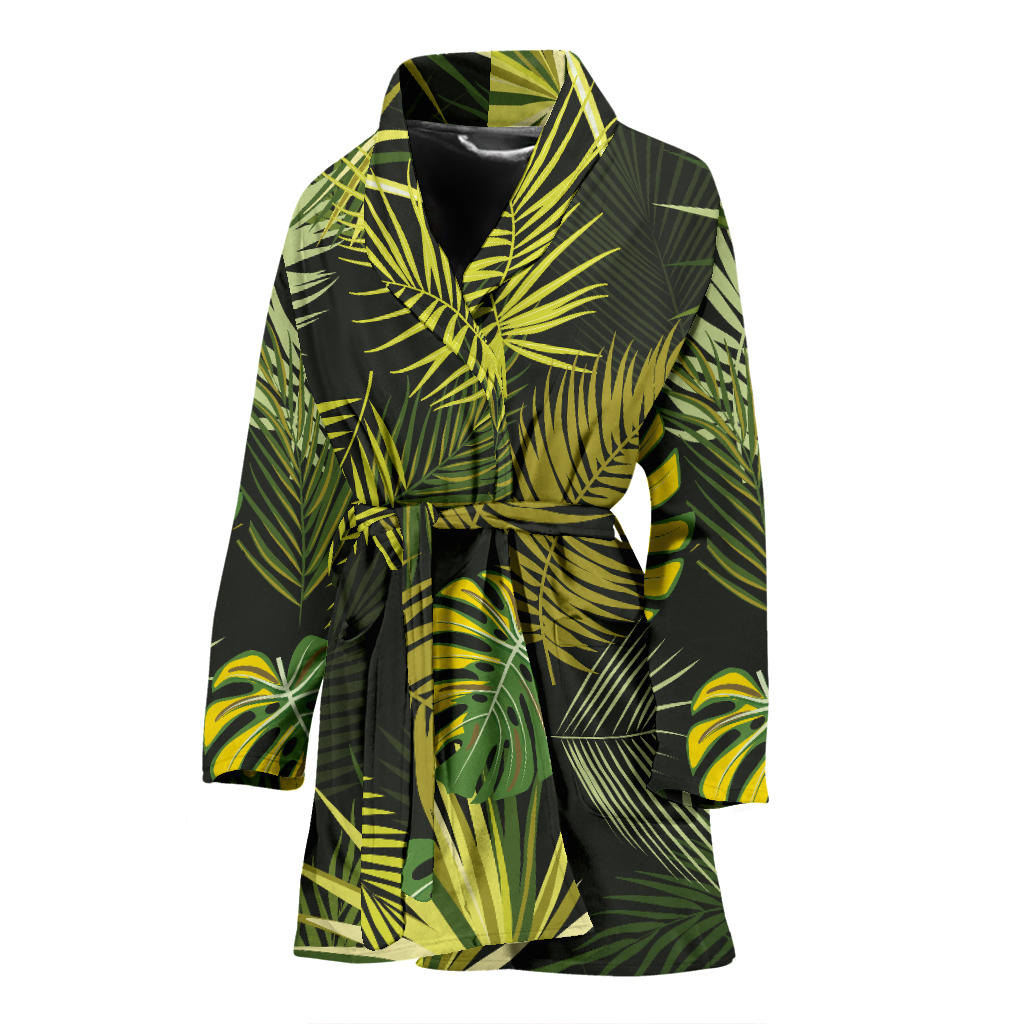 Palm Leaf Pattern Print Design A05 Women Bathrobe