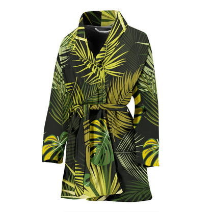 Palm Leaf Pattern Print Design A05 Women Bathrobe