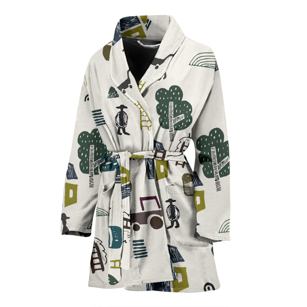 Agricultural Farm Print Design 01 Women Bathrobe
