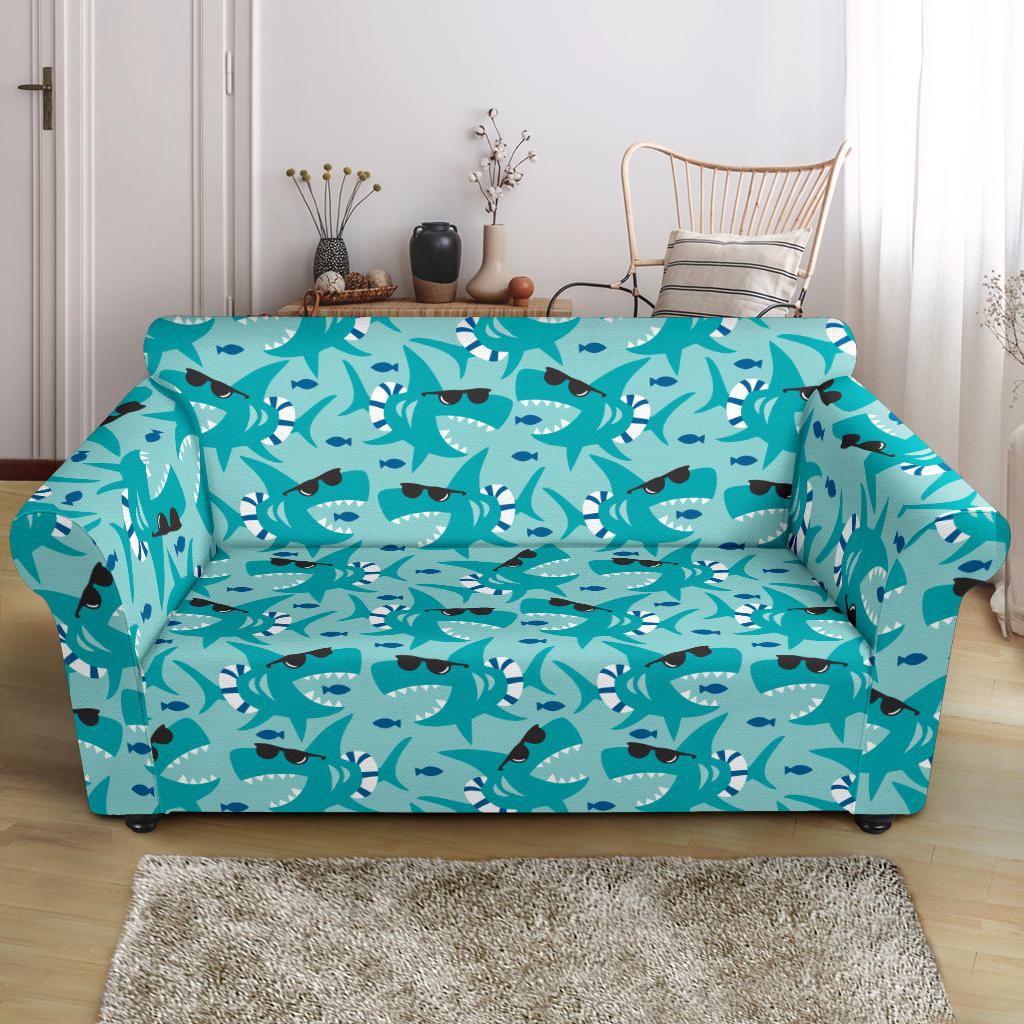 Shark Cute Print Design LKS302 Loveseat Couch Slipcover
