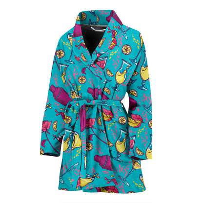 Cocktail Pattern Print Design 03 Women Bathrobe