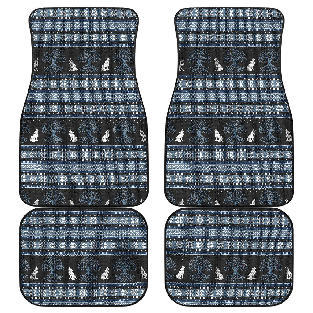 Wolf Tree of Life Knit Design Print Car Floor Mats Front Back