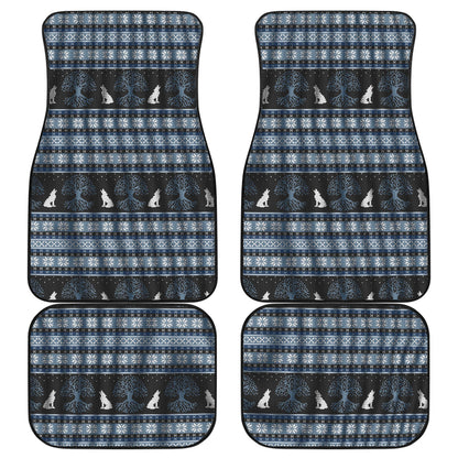 Wolf Tree of Life Knit Design Print Car Floor Mats Front Back