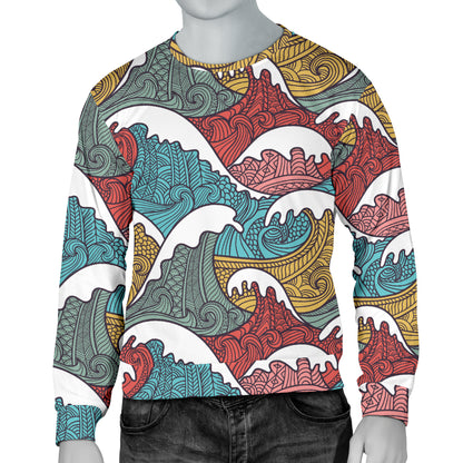 Tribal Wave Pattern Print Men Long Sleeve Sweatshirt