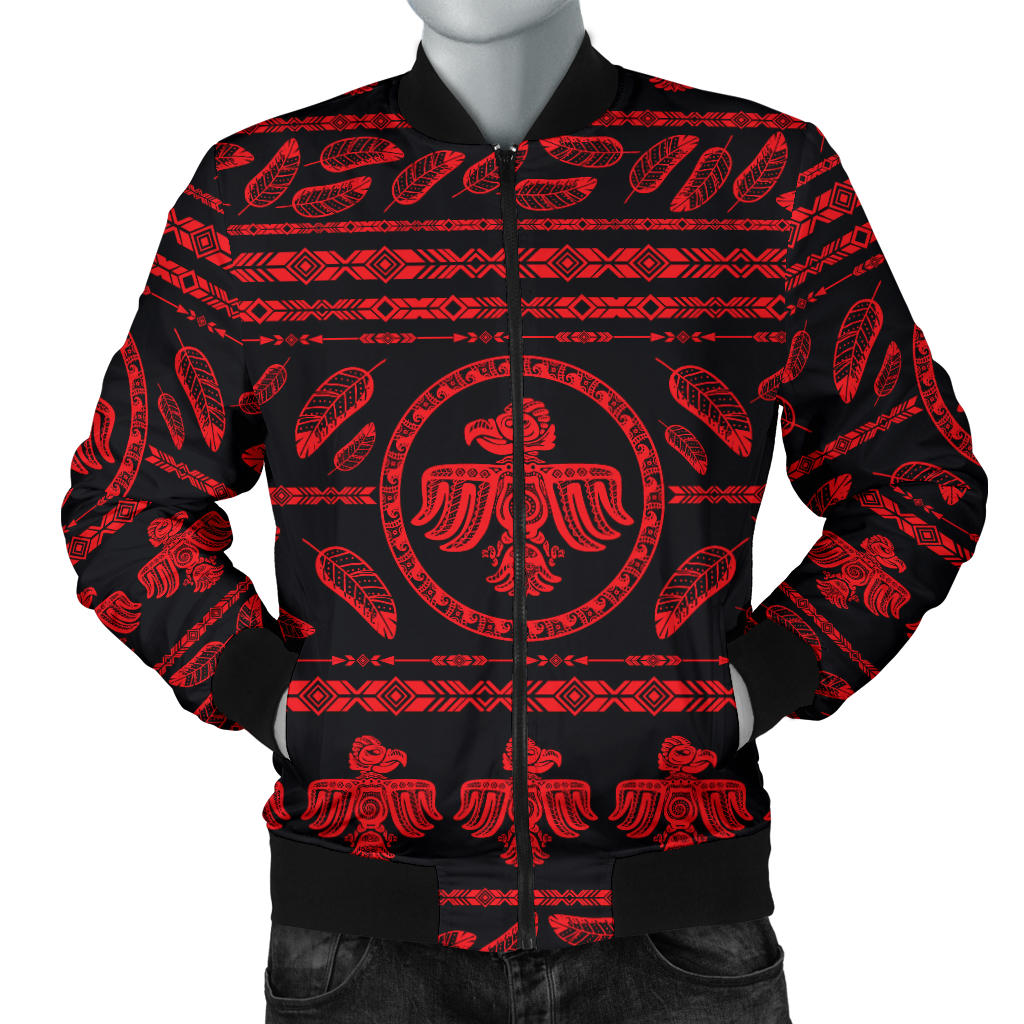 Native American Eagle Themed Print Men Bomber Jacket