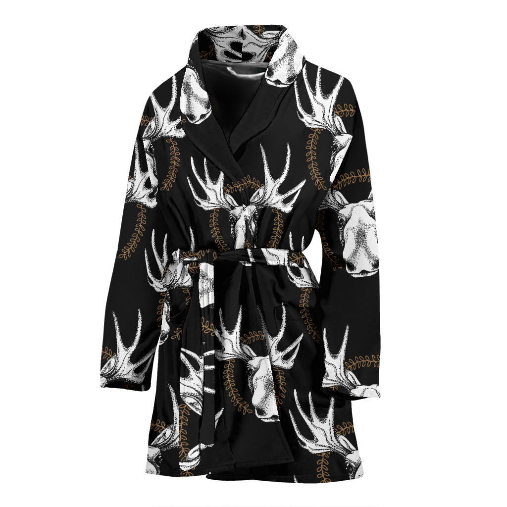 Moose Pattern Print Design 02 Women Bathrobe