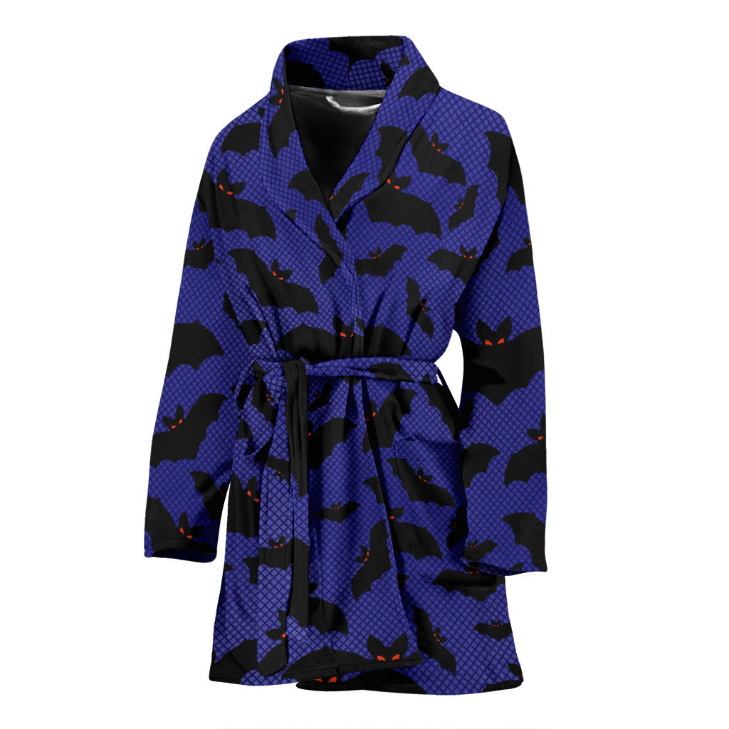Bat Halloween Pattern Print Design 02 Women Bathrobe