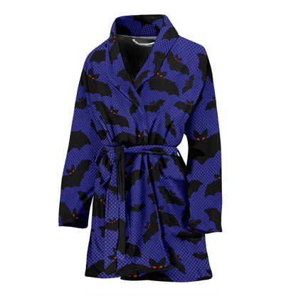 Bat Halloween Pattern Print Design 02 Women Bathrobe