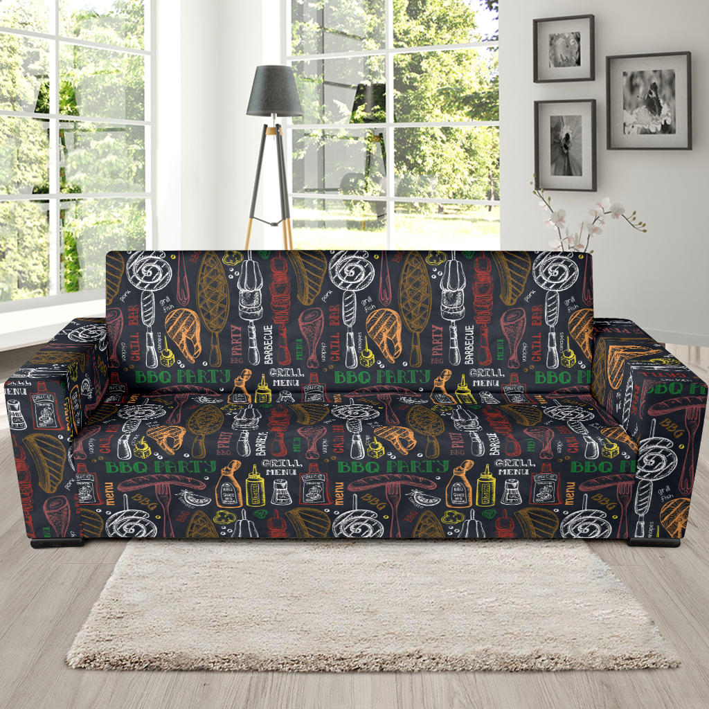 Barbecue Pattern Print Design 03 Sofa Slipcover