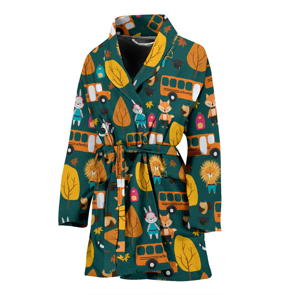 School Bus Print Design LKS309 Women Bathrobe
