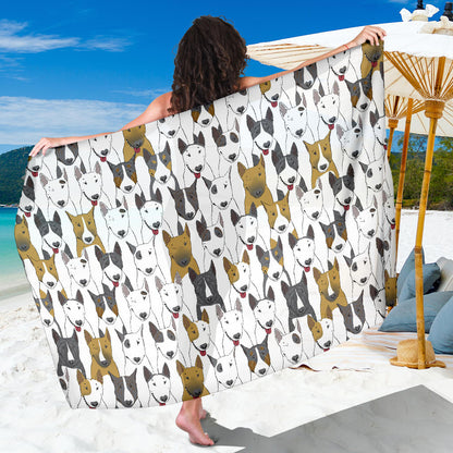 Bull Terriers Pattern Print Design 03 Sarong Pareo Wrap