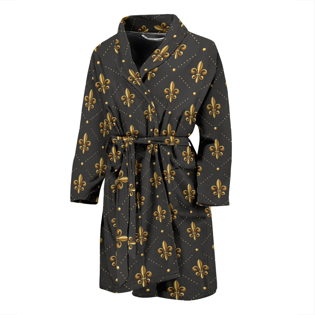 Fleur De Lis Print Design LKS402 Men Bathrobe