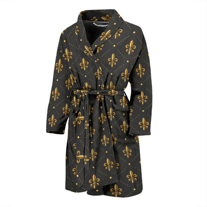 Fleur De Lis Print Design LKS402 Men Bathrobe