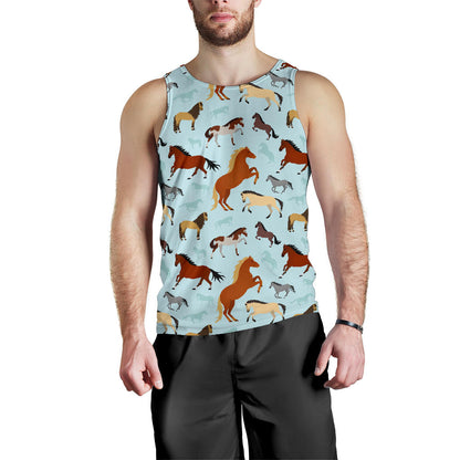 Horse Cute Themed Pattern Print Men Tank Top