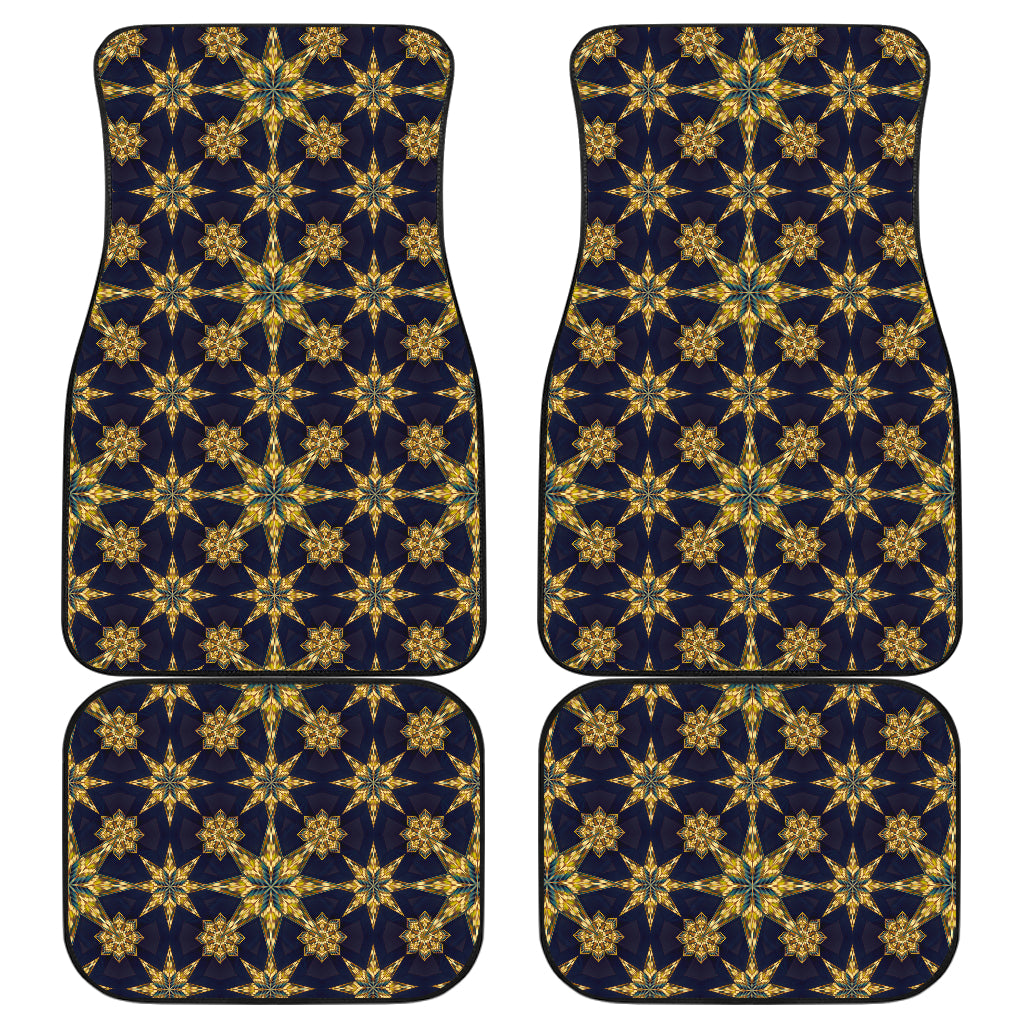 kaleidoscope Gold Print Design Car Floor Mats Front Back
