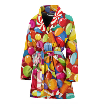 Candy Pattern Print Design 02 Women Bathrobe