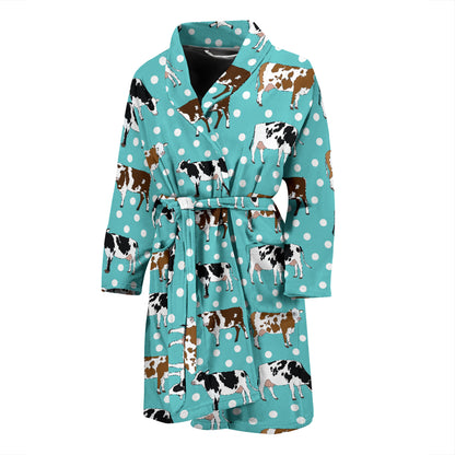 Cattle Print Design LKS405 Men Bathrobe