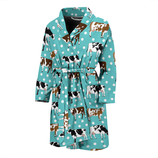 Cattle Print Design LKS405 Men Bathrobe