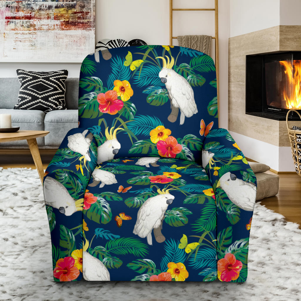 Cockatoo Tropical Pattern Print Design 02 Recliner Slipcover with Pocket