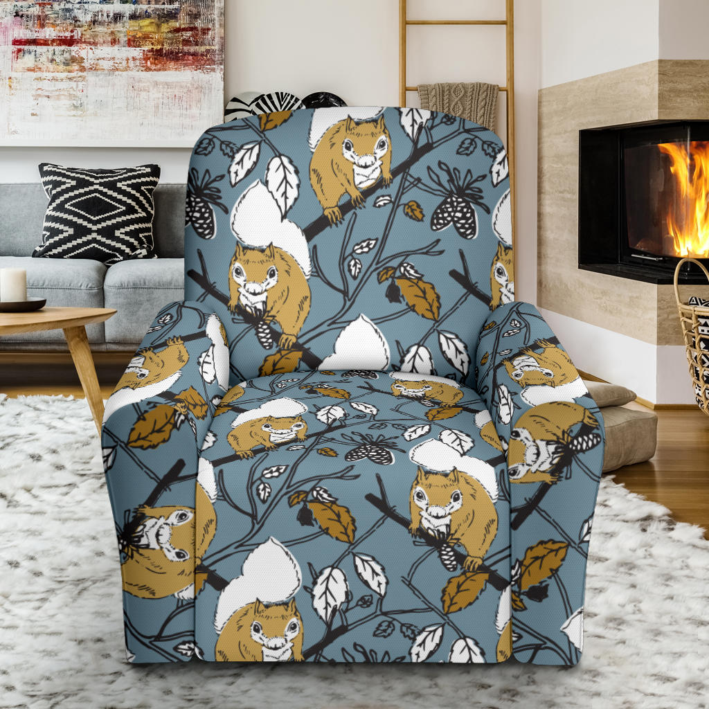 Squirrel Print Design LKS305 Recliner Slipcover with Pocket