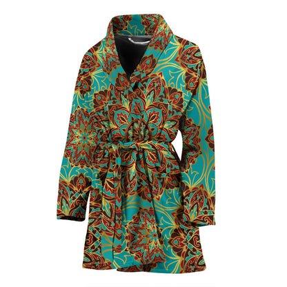 Medallion Pattern Print Design 02 Women Bathrobe