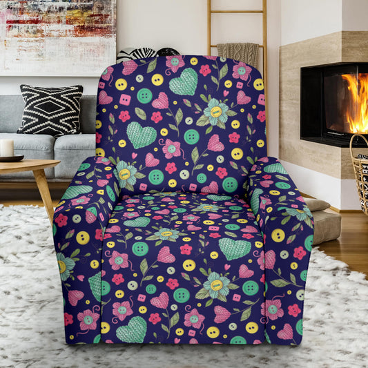 Crochet Pattern Print Design 02 Recliner Slipcover with Pocket