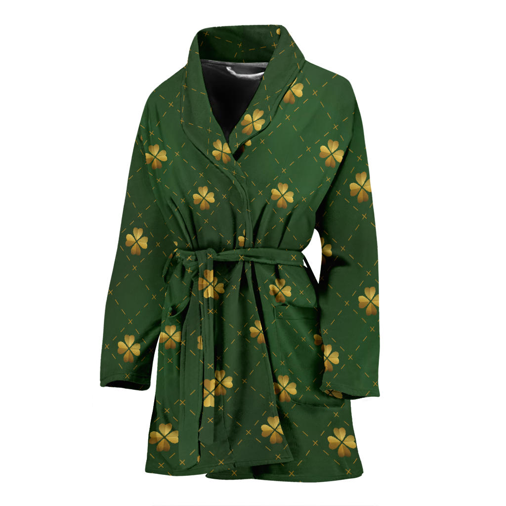 Clover Pattern Print Design 01 Women Bathrobe
