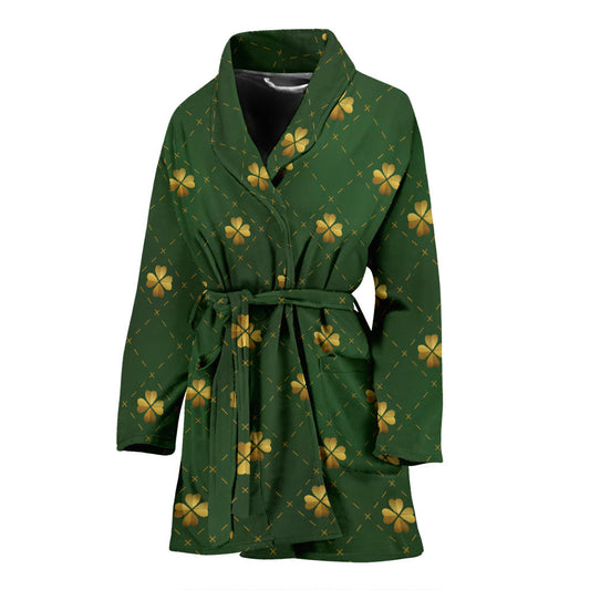 Clover Pattern Print Design 01 Women Bathrobe