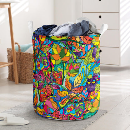 Psychedelic Trippy Flower Print Laundry Basket