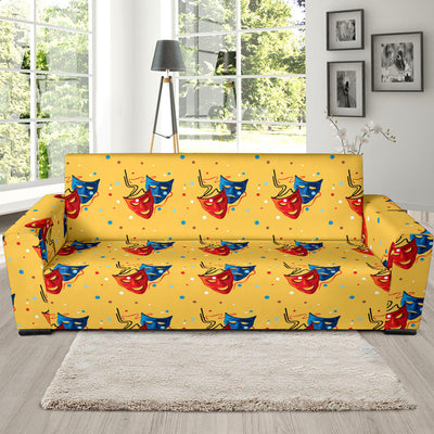 Acting Mask Pattern Print Design 02 Sofa Slipcover