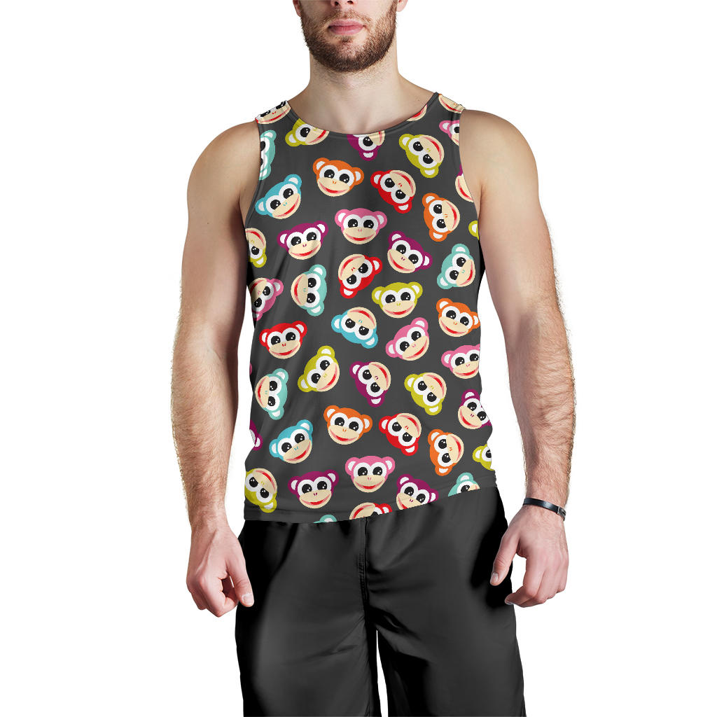 Monkey Head Design Themed Print Men Tank Top