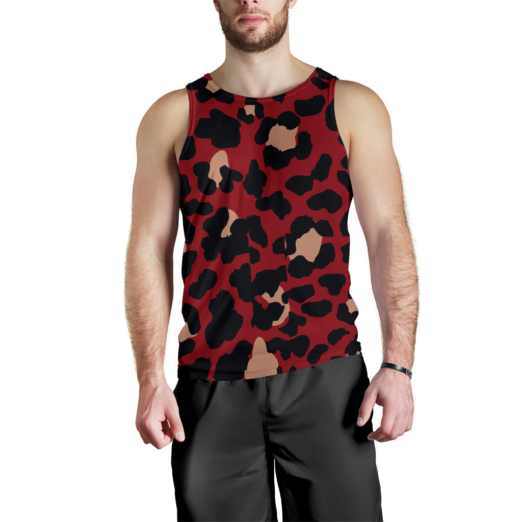 Cheetah Red Print Pattern Men Tank Top