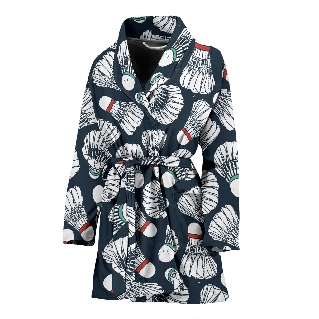 Badminton Ball Pattern Print Design 01 Women Bathrobe