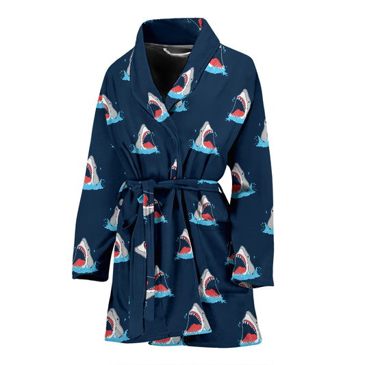 Shark Print Design LKS3010 Women Bathrobe