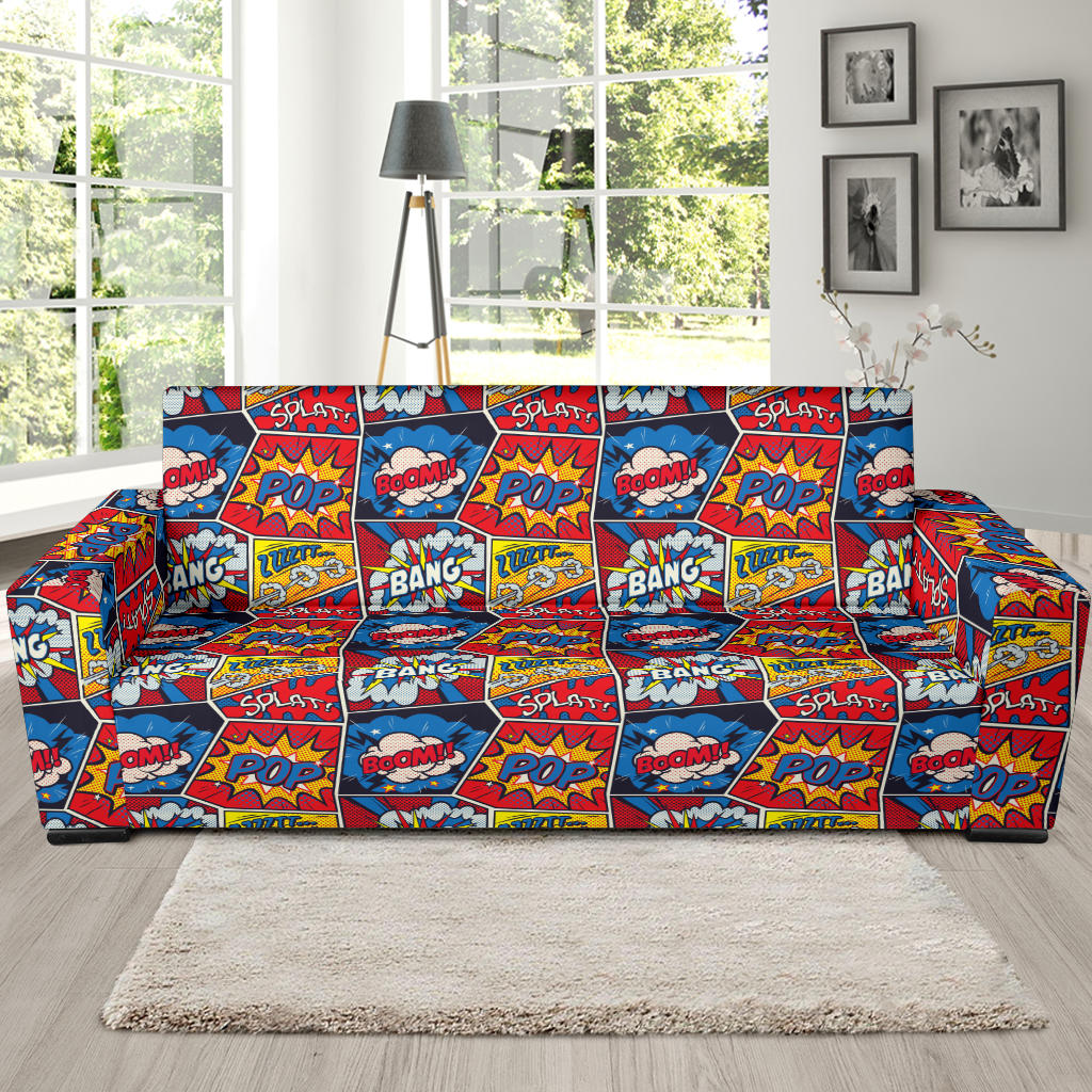 Comic Book Pattern Print Design 03 Sofa Slipcover