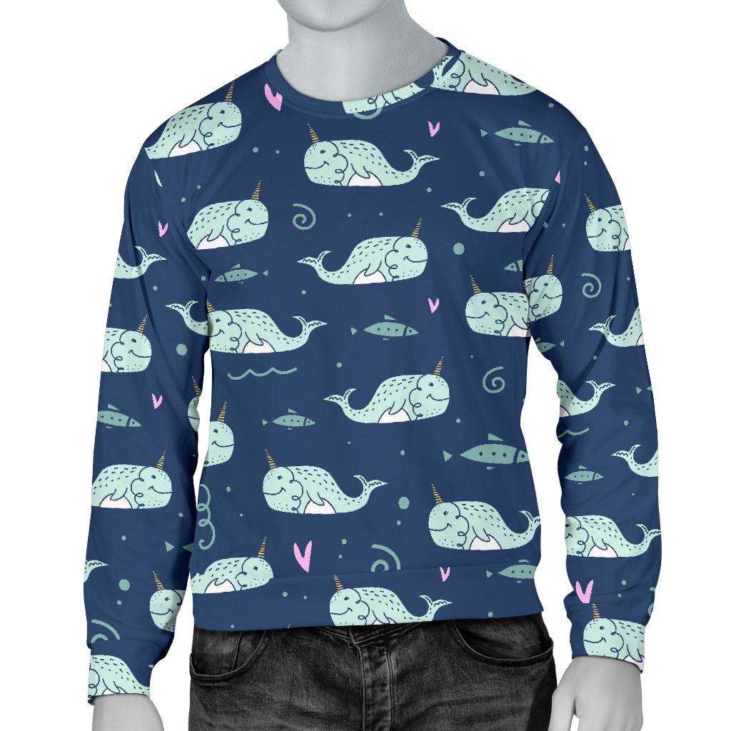 Narwhal Design Print Men Long Sleeve Sweatshirt