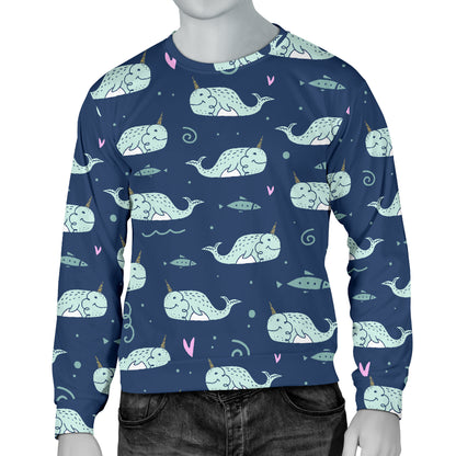 Narwhal Design Print Men Long Sleeve Sweatshirt
