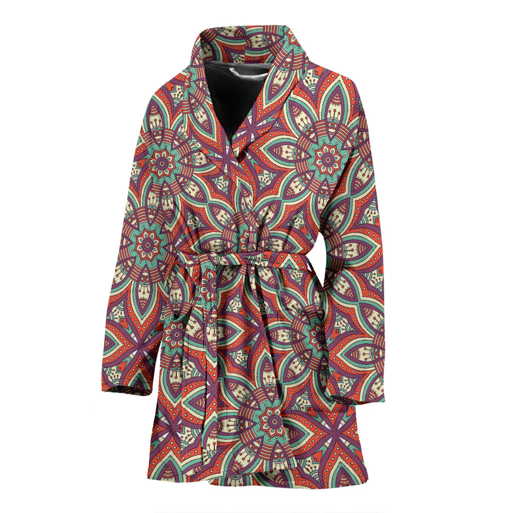 Bohemian Pattern Print Design 03 Women Bathrobe