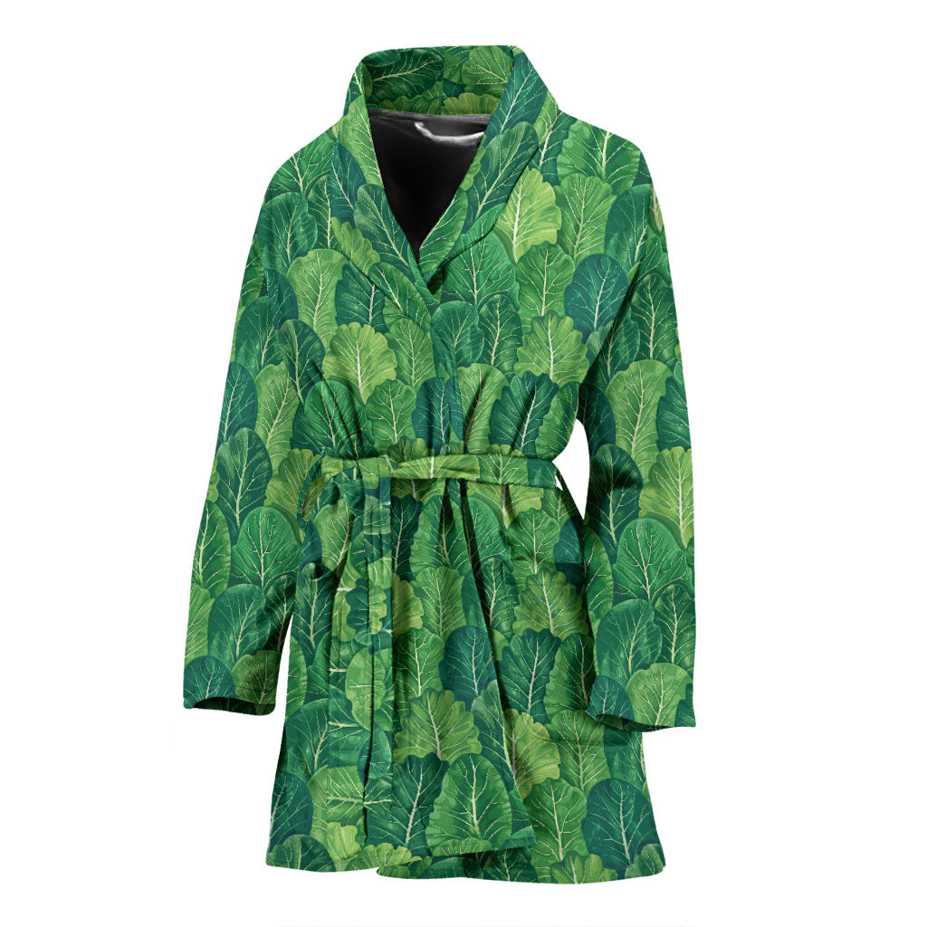 Cabbage Pattern Print Design 02 Women Bathrobe