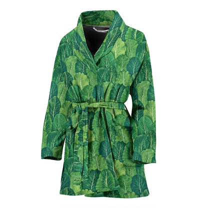 Cabbage Pattern Print Design 02 Women Bathrobe