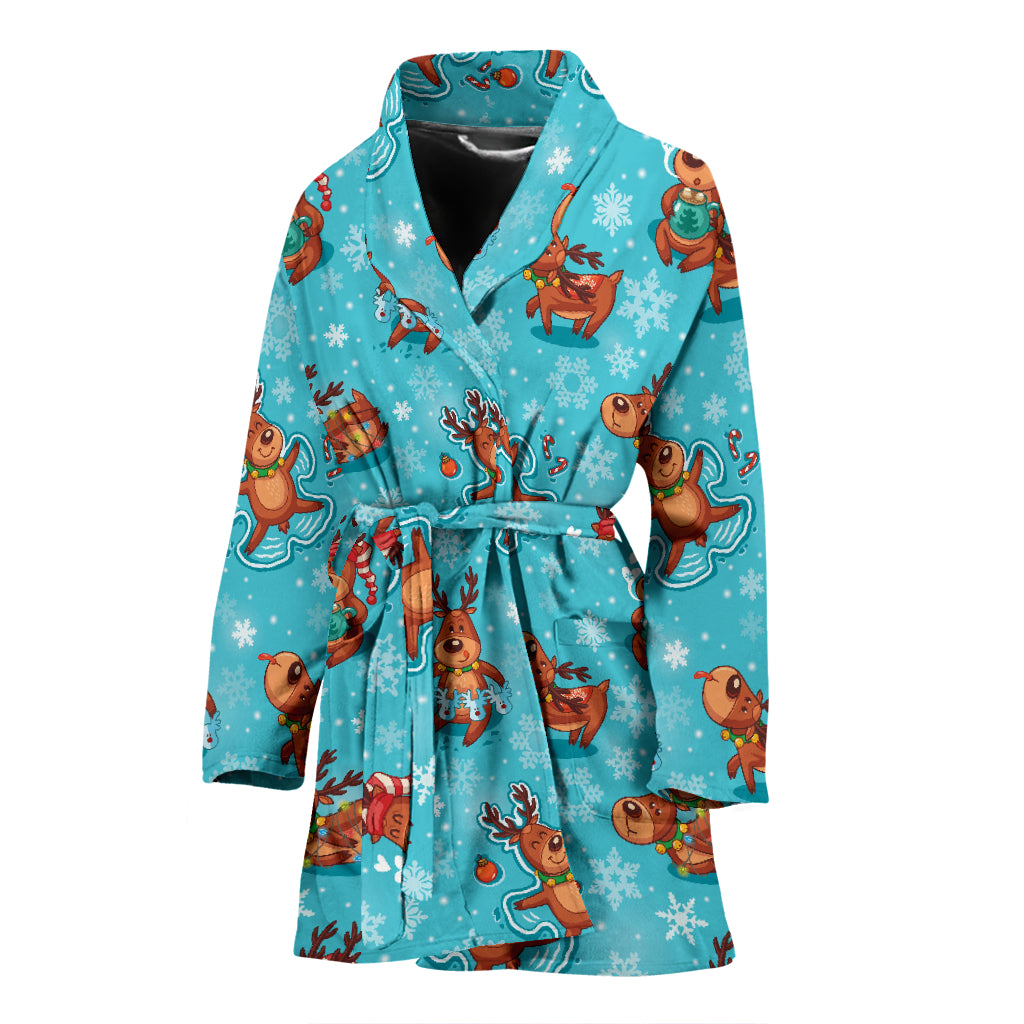 Reindeer Print Design LKS402 Women Bathrobe
