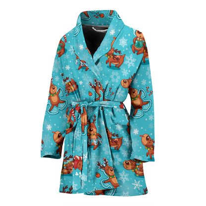 Reindeer Print Design LKS402 Women Bathrobe