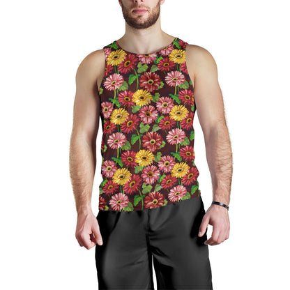 Daisy Gerbera Print Pattern Men Tank Top