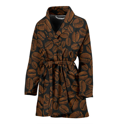 Coffee Pattern Print Design 01 Women Bathrobe
