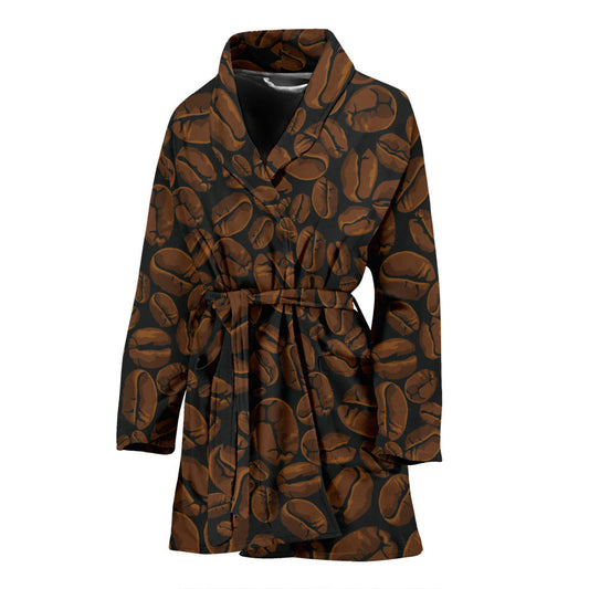 Coffee Pattern Print Design 01 Women Bathrobe